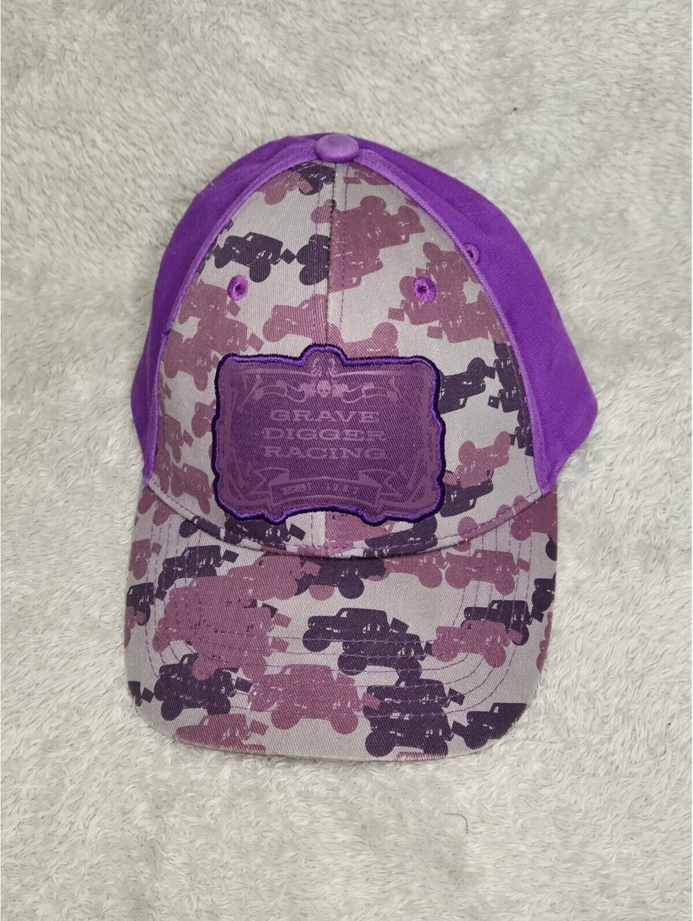 Monster Jam Grave Digger Racing Purple Camo Snapback Hat Cap Adjustable